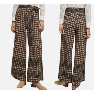Anthropologie Metzner Wide Leg Trousers by Ett:twa Sz 4 Geometric Belted